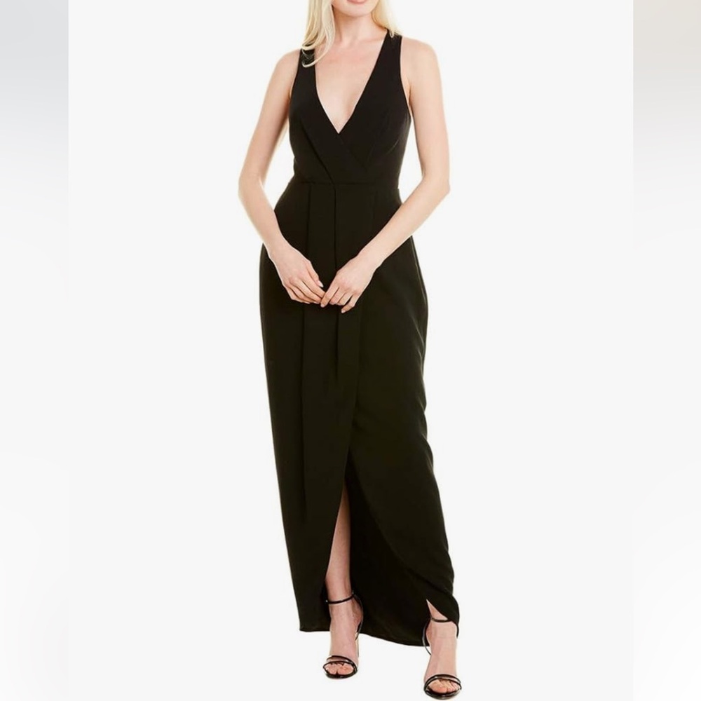 Dress The Population Ariel Racerback Faux Wrap Plunge Midi Maxi Dress - Picture 3 of 7